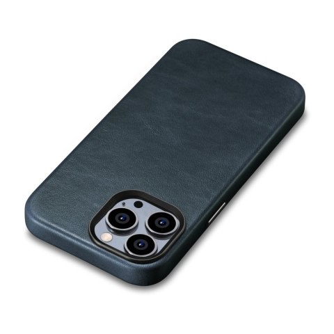 Skórzane etui iPhone 14 Pro magnetyczne z MagSafe Oil Wax Premium Leather Case ciemnoniebieski ICARER