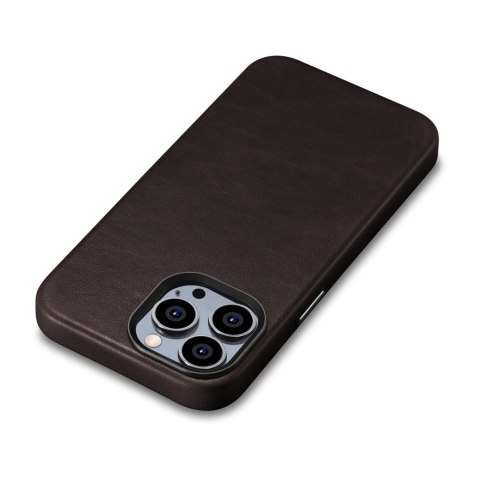 Skórzane etui iPhone 14 Pro magnetyczne z MagSafe Oil Wax Premium Leather Case ciemny brąz ICARER