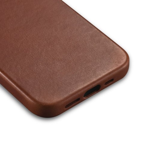 Skórzane etui iPhone 14 magnetyczne z MagSafe Oil Wax Premium Leather Case brąz ICARER