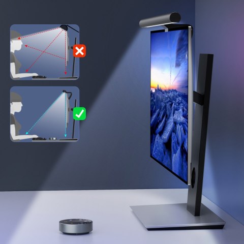 Bezprzewodowa RF 2.4GHz lampka LED oświetlenie na monitor ekran USB-C czarny ELESENSE