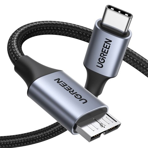 Kabel przewód do dysku SSD USB-C - micro USB-B 3.0 5Gb/s 3A 1m szary UGREEN