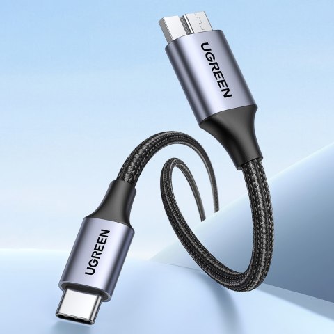 Kabel przewód do dysku SSD USB-C - micro USB-B 3.0 5Gb/s 3A 1m szary UGREEN