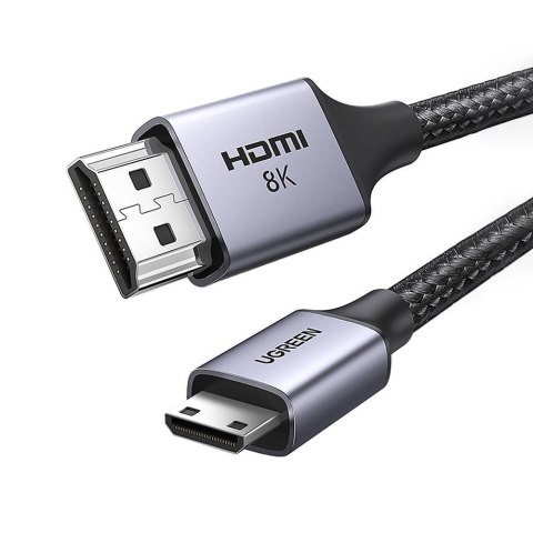 Kabel przewód przejściówka mini HDMI - HDMI 8K 2m szary UGREEN