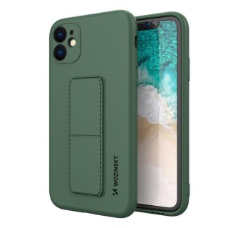 Silikonowe etui z podstawką iPhone 12 Kickstand Case ciemno-zielone WOZINSKY