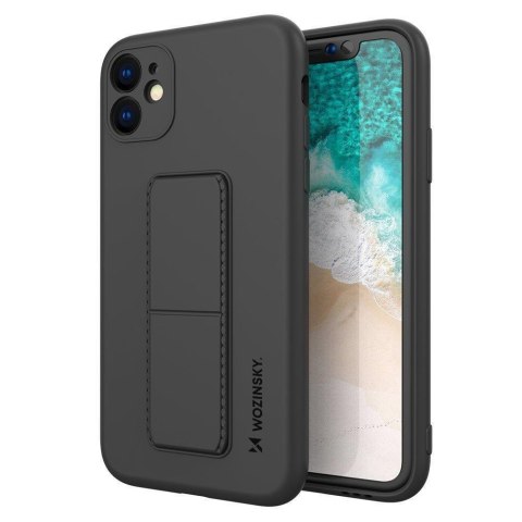 Silikonowe etui z podstawką iPhone 12 Kickstand Case czarne WOZINSKY