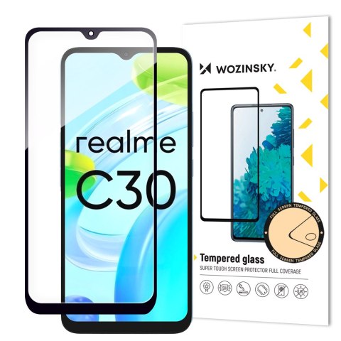 Szkło hartowane 9H na cały ekran Realme C30 / Narzo 50i Prime z czarną ramką Full Glue Tempered Glass WOZINSKY