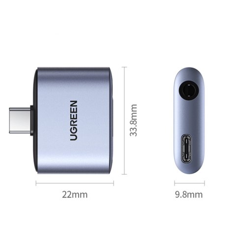 Adapter audio do słuchawek mikrofonu ładowania USB-C miniJack 3.5mm szary UGREEN