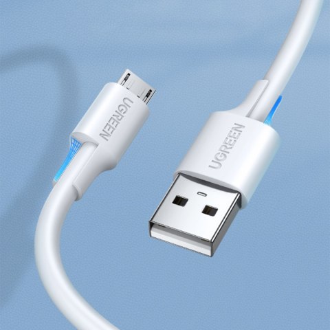 Kabel przewód PVC USB0-A - microUSB 480 Mb/s 1.5m biały UGREEN