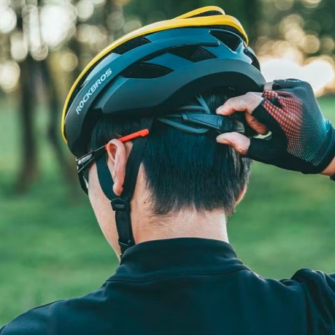 Kask rowerowy uniwersalny regulowany rozmiar L czarno-żółty ROCKBROS