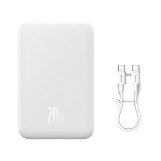 Powerbank Magnetic Mini 20000 mAh 20W + kabel USB-C biały BASEUS