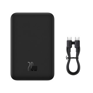 Powerbank Magnetic Mini 20000 mAh 20W + kabel USB-C czarny BASEUS