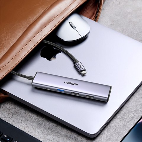 Wielofunkcyjny HUB adapter USB-A HDMI USB-C szary UGREEN