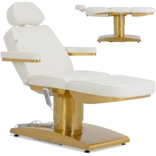 Fotel kosmetyczny SPA podgrzewany 3 silniki 200 kg VARESE - biało złoty Physa