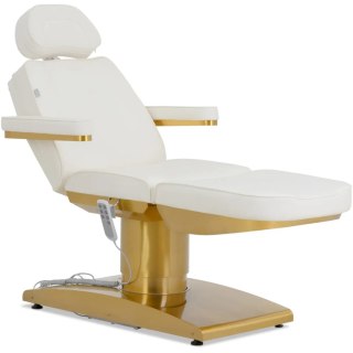 Fotel kosmetyczny SPA podgrzewany 3 silniki 200 kg VARESE - biało złoty Physa