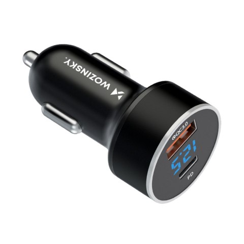 Ładowarka samochodowa do zapalniczki USB-C USB-A 36W czarna WOZINSKY