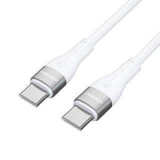 Trwały elastyczny kabel przewód USB-C - USB-C PD 65W 2m biały WOZINSKY