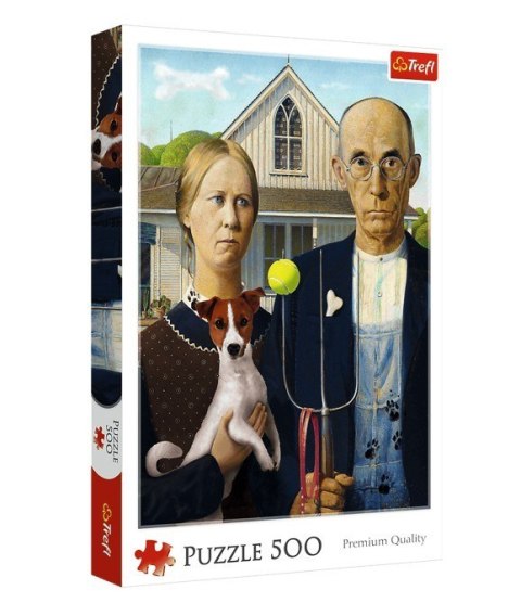 Puzzle 500 elementów American Gothic Psia Edycja Trefl
