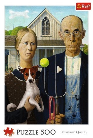 Puzzle 500 elementów American Gothic Psia Edycja Trefl