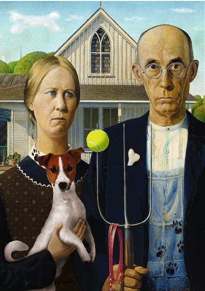 Puzzle 500 elementów American Gothic Psia Edycja Trefl
