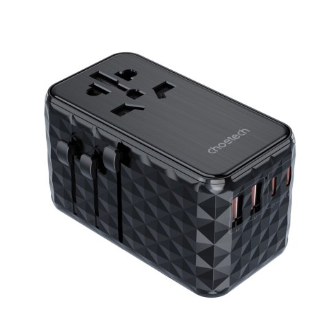 Adapter ładowarka podróżna EU / US / AUS / UK 2x USB-C 2x USB-A 100W - czarny CHOETECH Adapter ładowarka podróżna EU / US / AUS / UK 2x USB-C 2x USB-A 100W - czarny CHOETECH