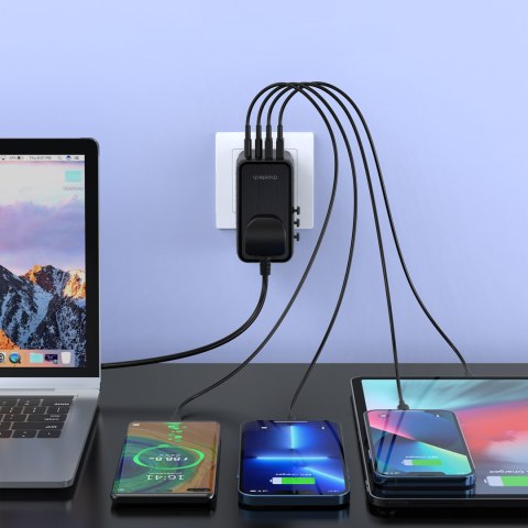 Adapter ładowarka podróżna EU / US / AUS / UK 2x USB-C 2x USB-A 100W - czarny CHOETECH Adapter ładowarka podróżna EU / US / AUS / UK 2x USB-C 2x USB-A 100W - czarny CHOETECH