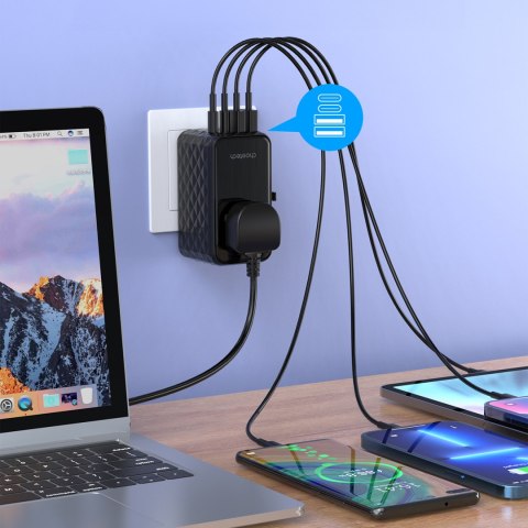 Adapter ładowarka podróżna EU / US / AUS / UK 2x USB-C 2x USB-A 100W - czarny CHOETECH Adapter ładowarka podróżna EU / US / AUS / UK 2x USB-C 2x USB-A 100W - czarny CHOETECH