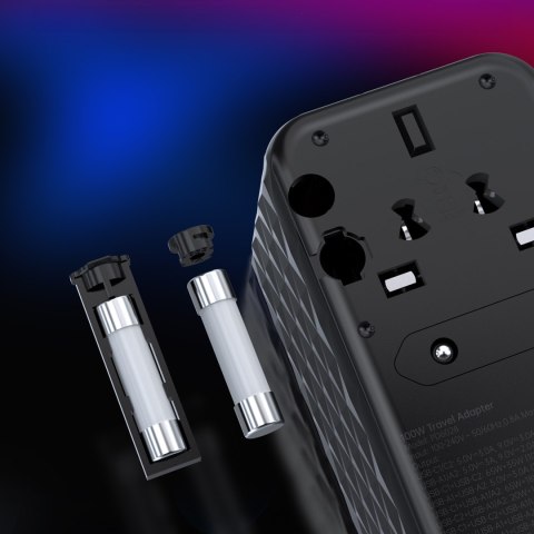 Adapter ładowarka podróżna EU / US / AUS / UK 2x USB-C 2x USB-A 100W - czarny CHOETECH Adapter ładowarka podróżna EU / US / AUS / UK 2x USB-C 2x USB-A 100W - czarny CHOETECH