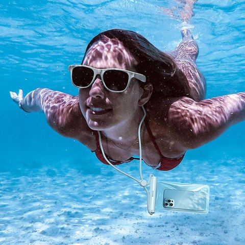 Etui wodoodporne do telefonu 7.2'' z cylindrycznym zapięciem IPX8 AquaGlide - białe BASEUS