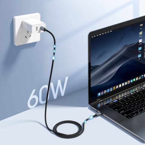 Kabel przewód USB-C - USB-C PD 60W w oplocie XCC-1014 - szary CHOETECH
