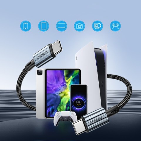 Kabel przewód USB-C - USB-C PD 60W w oplocie XCC-1014 - szary CHOETECH
