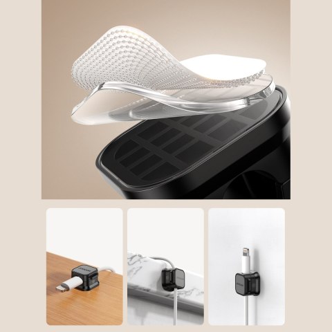 Organizer uchwyt do kabli przewodów magnetyczny samoprzylepny ZESTAW 6szt. - czarny JOYROOM