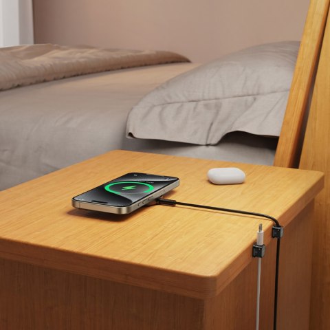 Organizer uchwyt do kabli przewodów magnetyczny samoprzylepny ZESTAW 6szt. - czarny JOYROOM