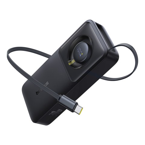 Powerbank 10000mAh 30W z portem USB-C i rozwijanym kablem USB-C Free2Pull - czarny BASEUS