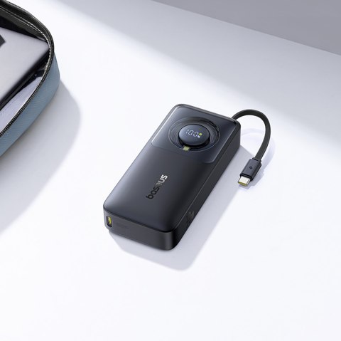 Powerbank 10000mAh 30W z portem USB-C i rozwijanym kablem USB-C Free2Pull - czarny BASEUS