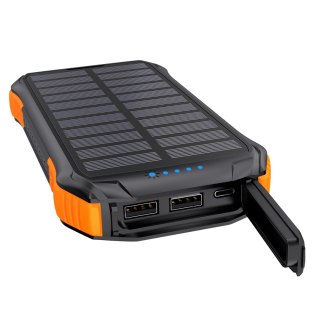Powerbank ładowarka solarna 10000 mAh 2x USB-A - czarno-pomarańczowy CHOETECH