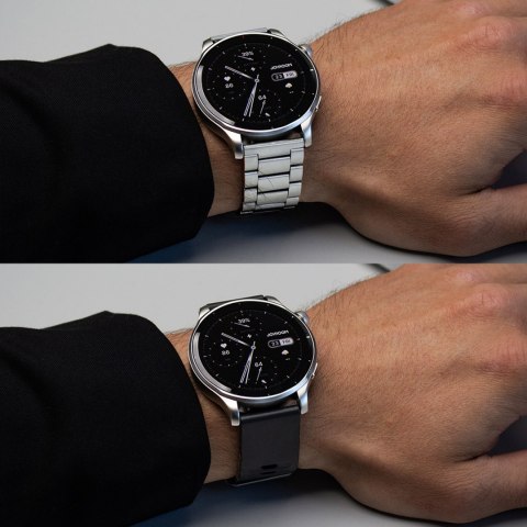 Smartwatch okrągły Venture Series z opcją odbierania połączeń + srebrna bransoleta - szary JOYROOM