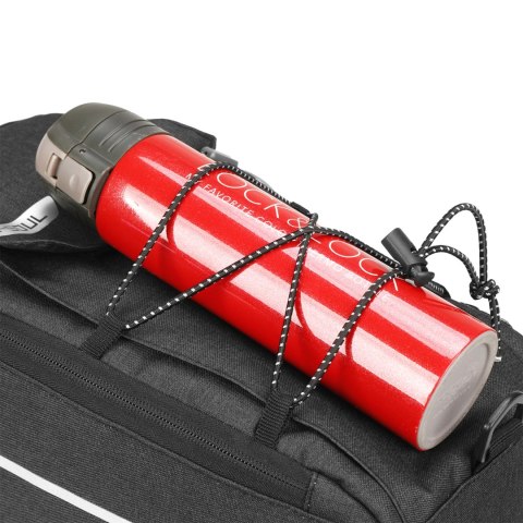 Torba rowerowa termiczna 9l na bagażnik z kieszenią na bidon i paskiem na ramię - czarna HURTEL