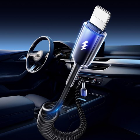 Kabel przewód spiralny USB-A - iPhone Lightning Crystal-Clear Series 3A 1.5m - czarny JOYROOM