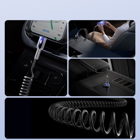 Kabel przewód spiralny USB-A - iPhone Lightning Crystal-Clear Series 3A 1.5m - czarny JOYROOM