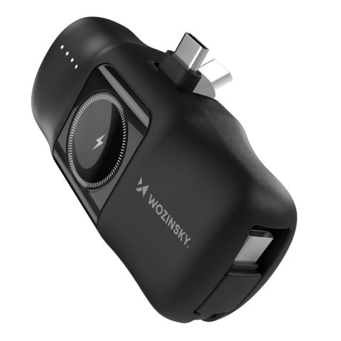 Mini powerbank 5000mAh 15W USB-C i ładowarką do Apple Watch - czarny WOZINSKY