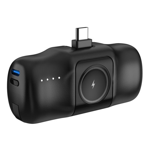 Mini powerbank 5000mAh 15W USB-C i ładowarką do Apple Watch - czarny WOZINSKY
