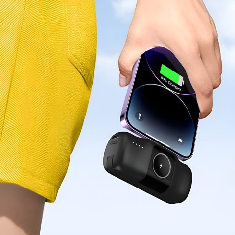 Mini powerbank 5000mAh 15W iPhone Lightning i ładowarką do Apple Watch - czarny WOZINSKY