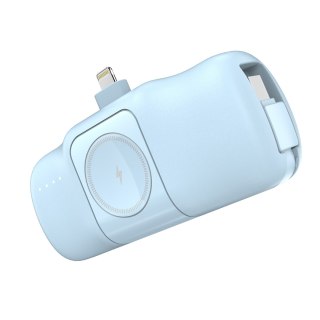 Mini powerbank 5000mAh 15W iPhone Lightning i ładowarką do Apple Watch - niebieski WOZINSKY