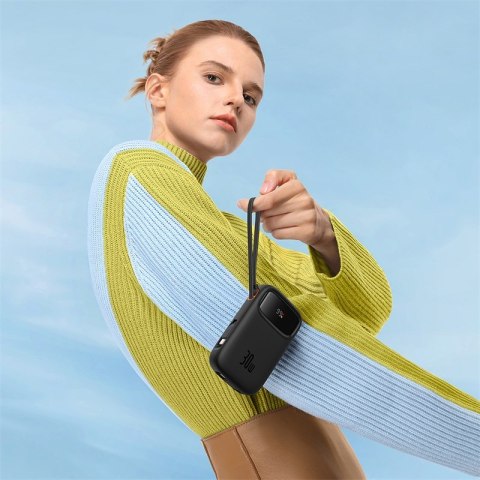 Power bank 10000mAh QPow 2 30W z wbudowanymi kablami USB-C - czarny BASEUS