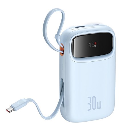 Power bank 10000mAh QPow 2 30W z wbudowanymi kablami USB-C - niebieski BASEUS