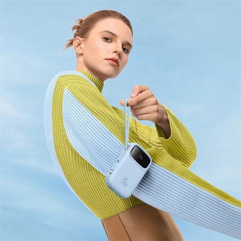 Power bank 10000mAh QPow 2 30W z wbudowanymi kablami USB-C - niebieski BASEUS