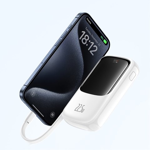 Power bank 10000mAh Qpow Pro+ 22.5W USB-C - biały BASEUS