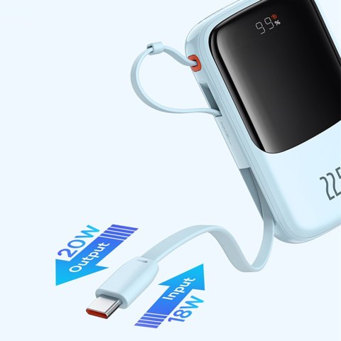 Power bank 10000mAh Qpow Pro+ 22.5W USB-C - niebieski BASEUS