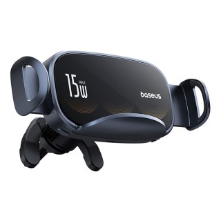 Uchwyt samochodowy na kratkę z ładowarką indukcyjną z potrójną cewką - czarny BASEUS