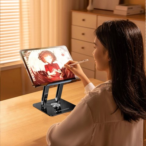 ZESTAW Podstawka pod laptopa aluminiowa 360 + podstawka do smartfona - czarna WOZINSKY